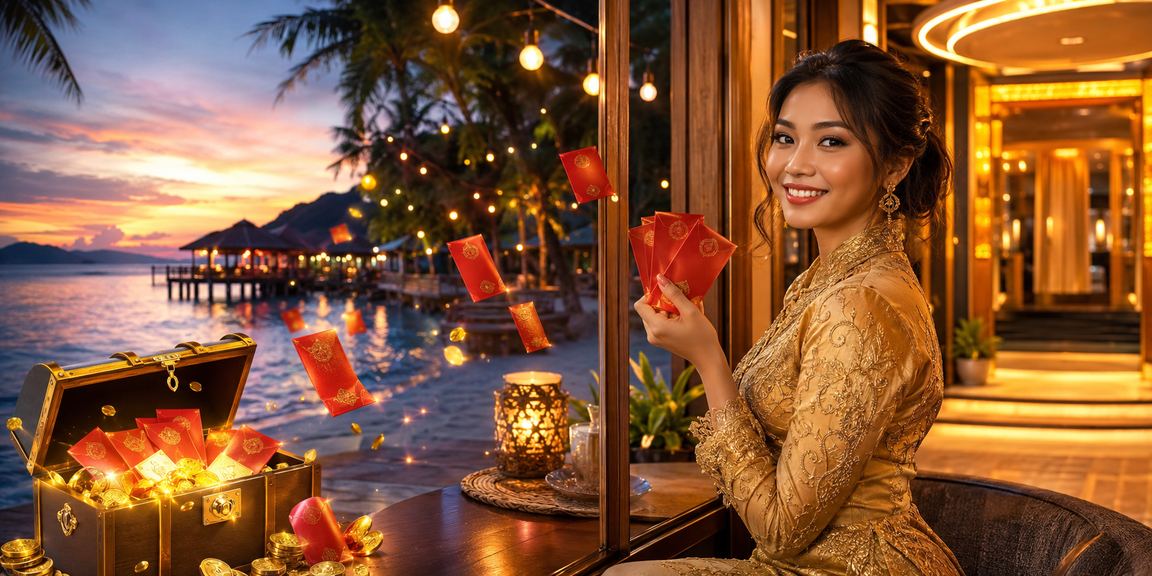 1440 users in Langkawi receiving bonuses in a festive Malaysian celebration setting